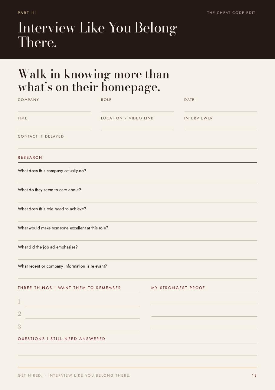 Interview preparation page from GET HIRED.