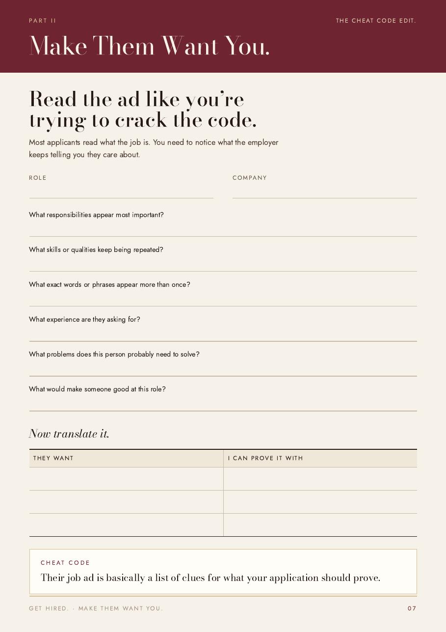 Make Them Want You page from GET HIRED.